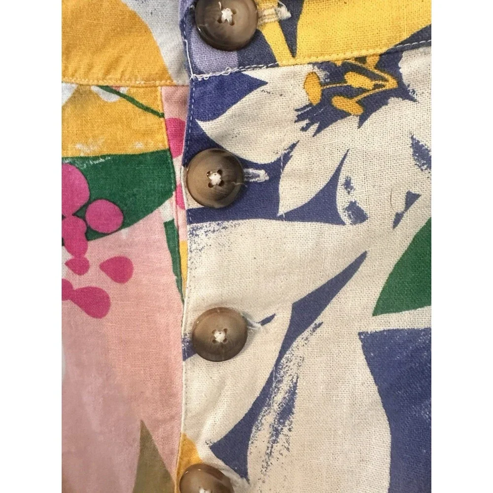 Eloquii Elements Womens Plus Size 18 Tropical Floral Linen Blend Shorts Beachy